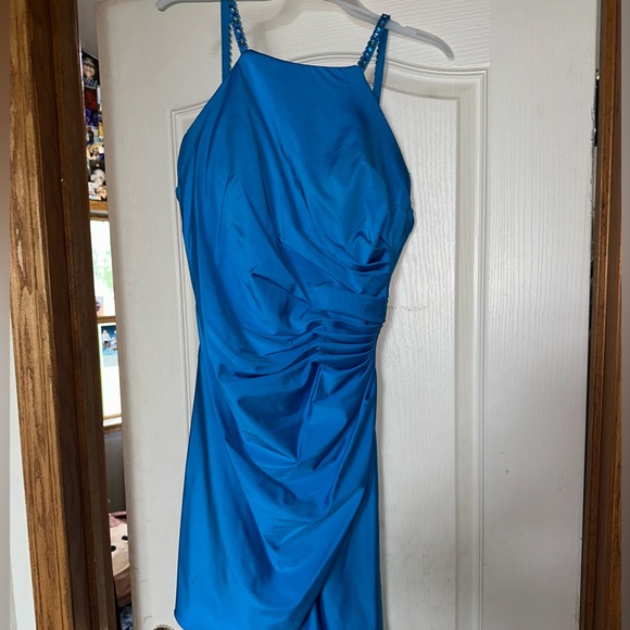 JMarie Homecoming Dress Teal/Blue with slit size 10 - Picture 2 of 7